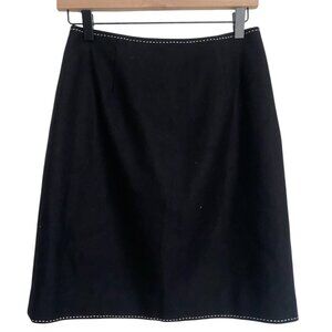 Ann Taylor Black Wool Pencil Skirt Women’s Size 4 Classic Lined Career Vintage
